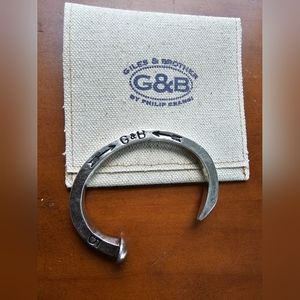NWOT Giles & Brother Railroad Spike Cuff Bracelet Silver oxide medium size